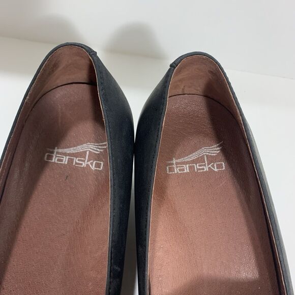 Dansko Black Leather Wedged Comfort Professional Shoes Size 38 EU 7.5-8 US - Picture 13 of 16